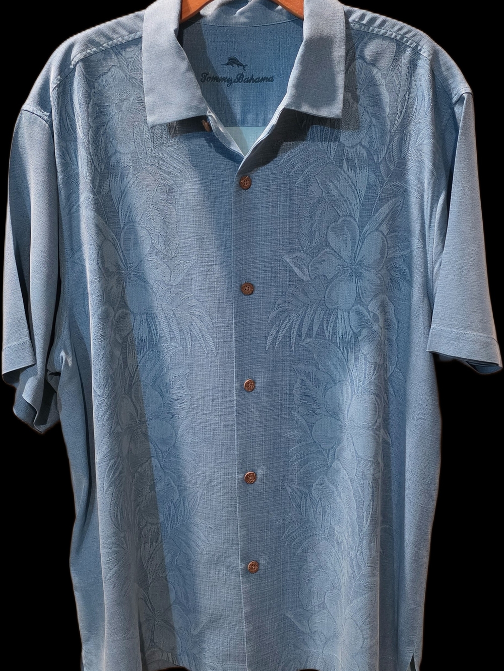 Tommy Bahama Blue Floral-Pattern Short-Sleeve Camp Shirt